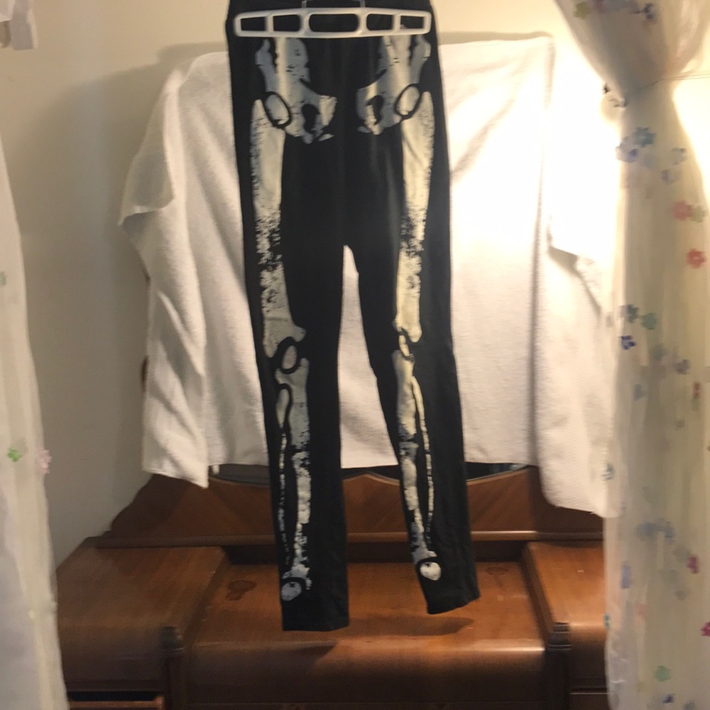 Black skeleton leggings